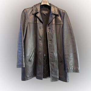 JCREW Black Leather Trench Coat Women’s L